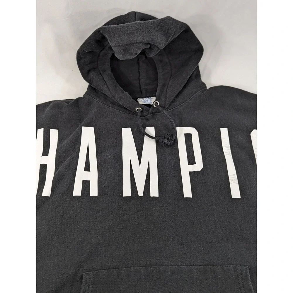 Champion Reverse Weave‎ Hoodie Sweatshirt Black Hooded Pullover Sports Sz 2XL